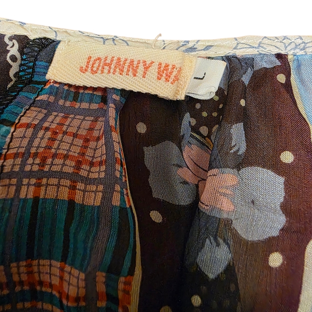 Johnny Was Sheer Silk Multi Pattern Dress Size L - Picture 6 of 11